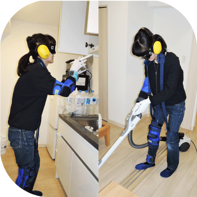 整えサポーターが高齢者疑似体験教材を使って研修している様子