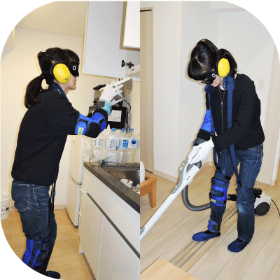 整えサポーターが高齢者疑似体験教材を使って研修している様子